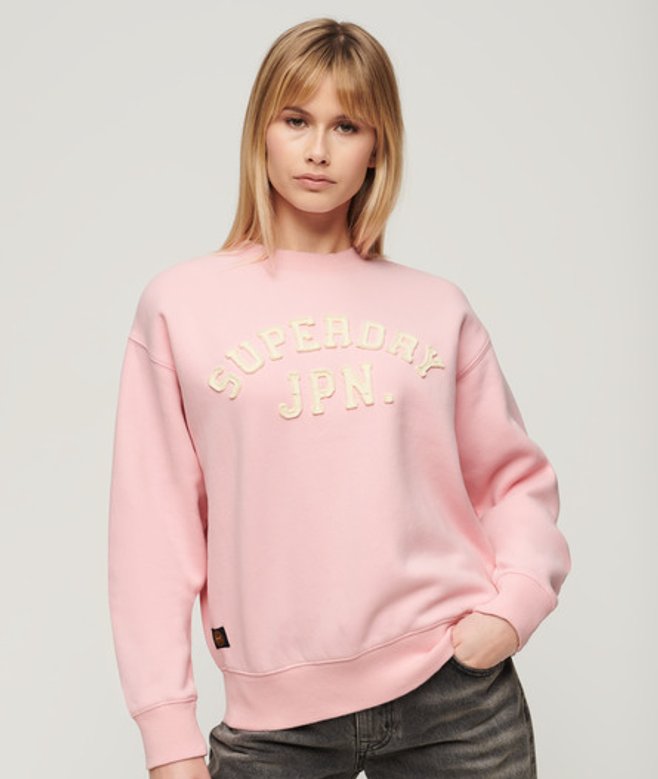 Superdry Damen Lockeres Athletic Sweatshirt mit Applikation Pink - Größe: 42 von Superdry