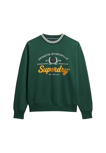 Superdry Damen Lockeres Country Club Sweatshirt mit Rundhalsausschnitt Dunkelgrün 36 von Superdry
