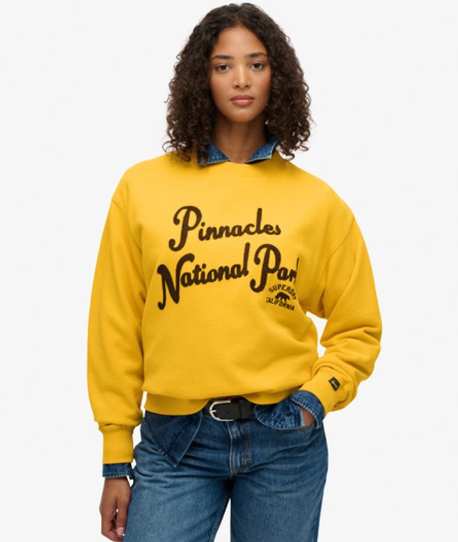 Superdry Damen Lockeres Lo-fi Outdoor Sweatshirt Gold - Größe: 44 von Superdry