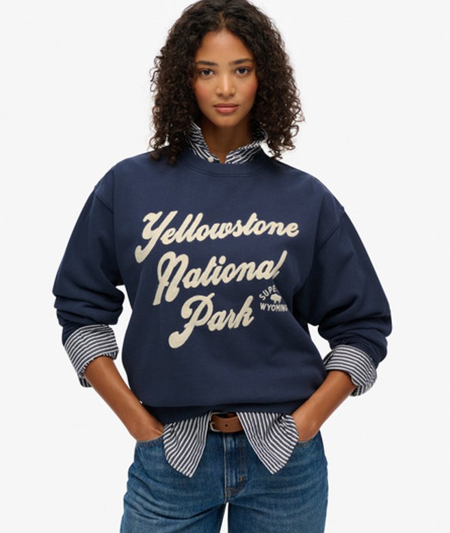 Superdry Damen Lockeres Lo-fi Outdoor Sweatshirt Navy - Größe: 44 von Superdry