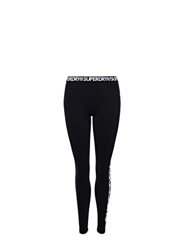 Superdry Damen Logo Elastic UB Sport Leggings, Schwarz (Black 02A), L (Herstellergröße:14) von Superdry