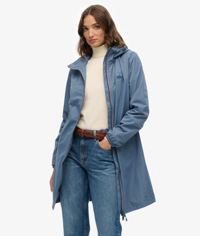 Superdry Damen Longline Tri Windbreaker Jacke Blue - Größe: 38 von Superdry