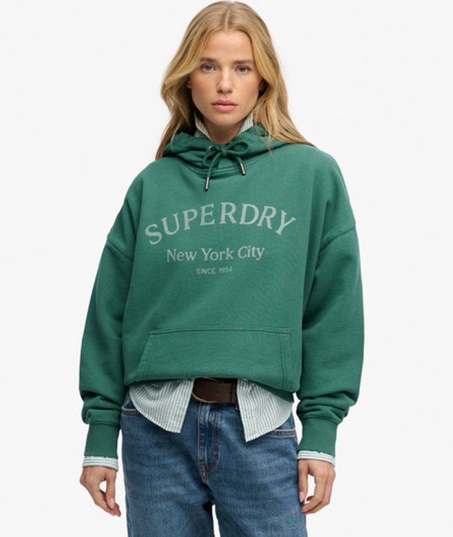 Superdry Damen Luxe Casual Hoodie in Lockerer Passform Green - Größe: 40 von Superdry