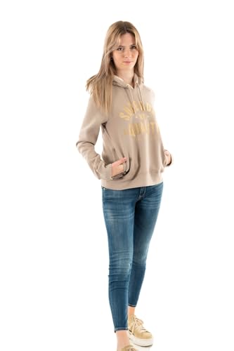 Superdry Damen Luxe Hoodie mit Logo in Metallic-Optik Warm Grau 42 von Superdry