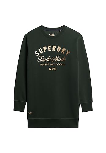 Superdry Damen Luxe Jerseykleid mit Metallic-Logo Akademie Dunkelgrün 42 von Superdry
