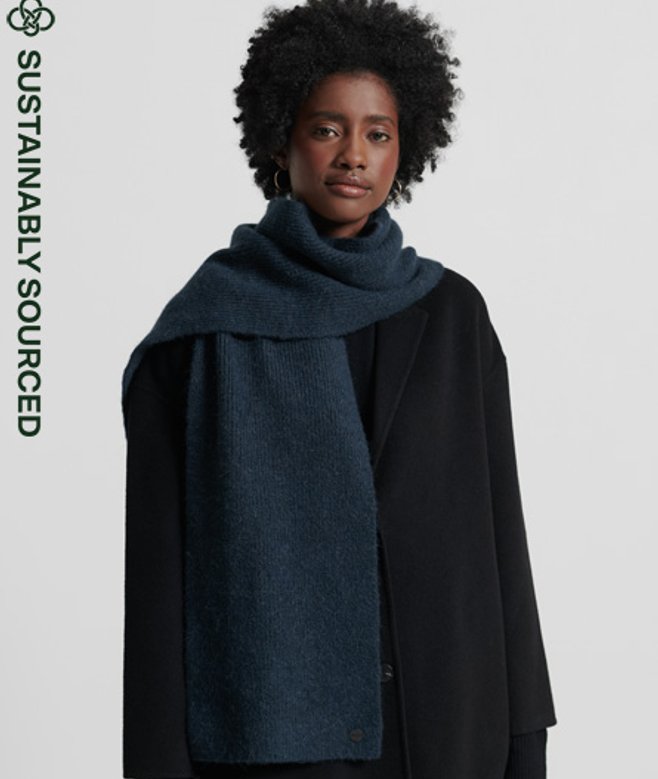 Superdry Damen Luxe Schal Marineblau - Größe: One Größe von Superdry