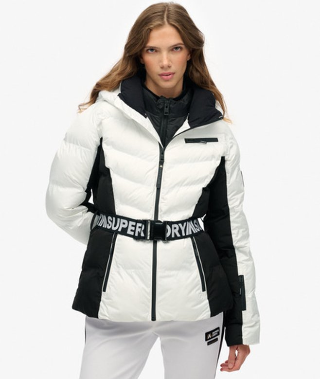 Superdry Damen Luxe Ski Steppjacke mit Gürtel White - Größe: 38 Superdry Damen Luxe Ski Steppjacke mit Gürtel White - Größe: 38 von Superdry