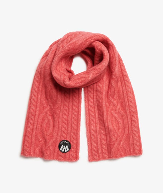 Superdry Damen Cable Luxe Strickschal Pink - Größe: 1Größe von Superdry