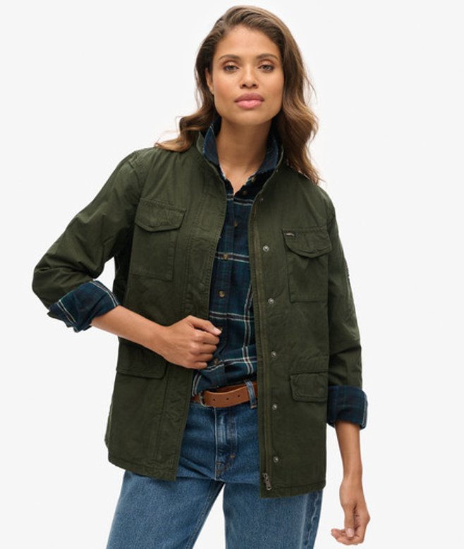 Superdry Damen M65 Verzierte Militärjacke Grün - Größe: 44 von Superdry