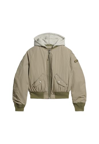 Superdry Damen MA1 Bomberjacke mit Kapuze Helles Kakigrün 42 von Superdry
