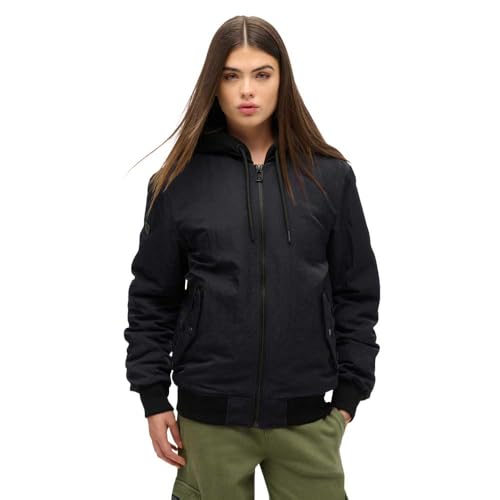 Superdry Damen MA1 Oversize Jacke mit Kapuze im Militärstil Tiefschwarz XXL von Superdry