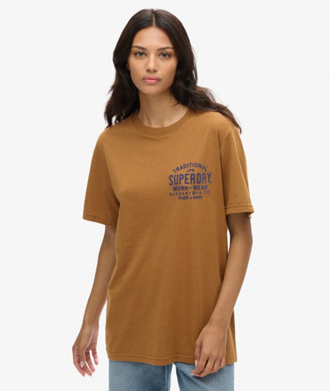 Superdry Damen Braun Machined Goods Oversized Workwear T-Shirt, Größe: L von Superdry
