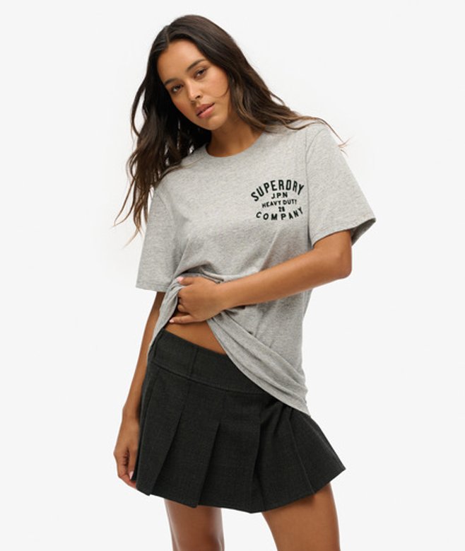 Superdry Damen Grau Machined Goods Oversized Workwear T-Shirt, Größe: XL von Superdry