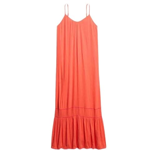 Superdry Damen Maxi-Trägerkleid Leuchtend Korallrot 42 von Superdry