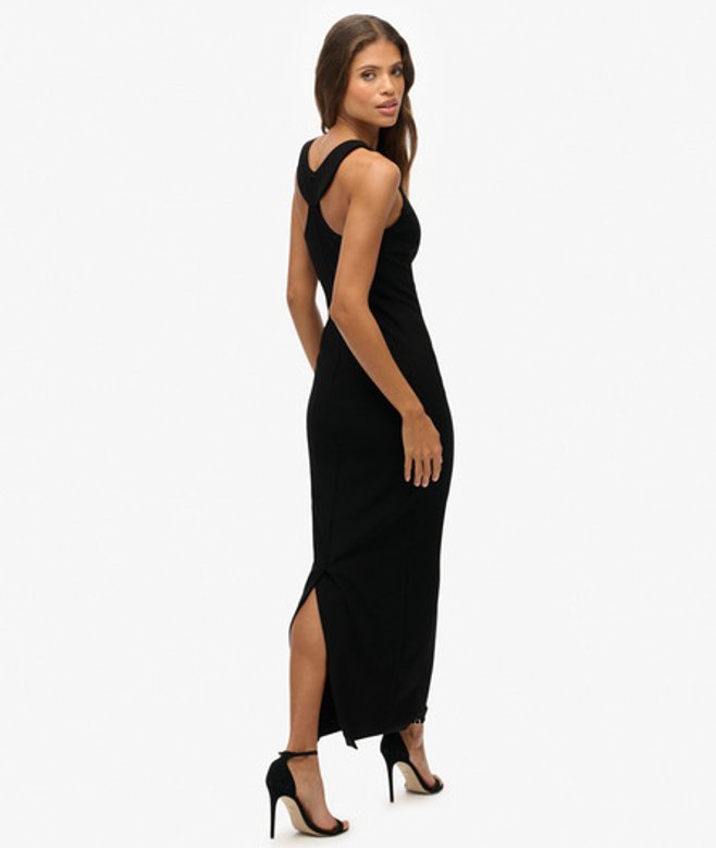 Superdry Damen Maxi-kleid mit Rückenausschnitt Black - Größe: 38 von Superdry