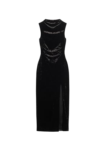 Superdry Damen Maxikleid aus Samt Schwarz 42 von Superdry