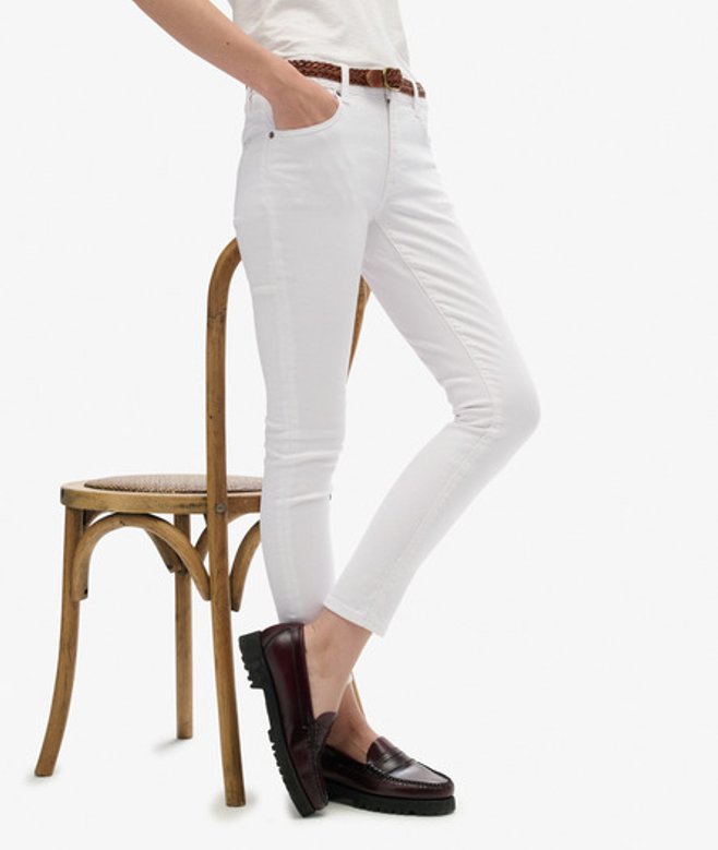 Superdry Damen Mid Rise Skinny Jeans White - Größe: 30/32 von Superdry