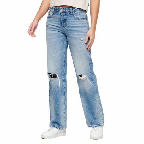 Superdry Damen Mid Rise Wide Leg Jeans Hose, Spring Vintage Custom, 28W x 30L von Superdry