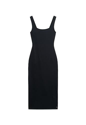 Superdry Damen Jersey-Midikleid mit eckigem Ausschnitt Schwarz 40 von Superdry