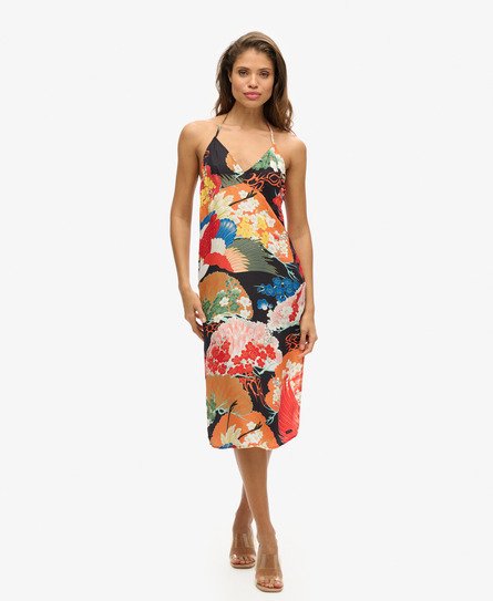 Superdry Women's Midi-Kleid mit Print und Nackenträger Bunt - Größe: 38 von Superdry