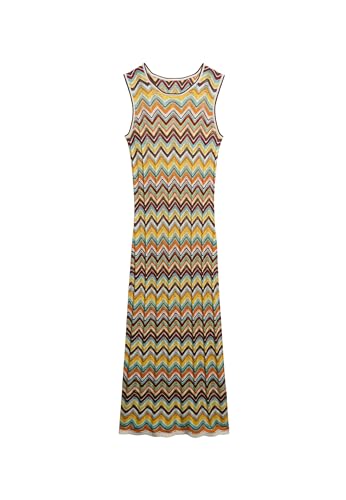 Superdry Damen Midi-Strickkleid mit Zickzackmuster Mint Zickzack-Streifen 38 von Superdry