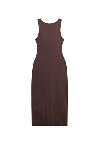 Superdry Damen Midikleid aus Jersey mit Zierdrehung am Rücken Rotbraun 38 von Superdry