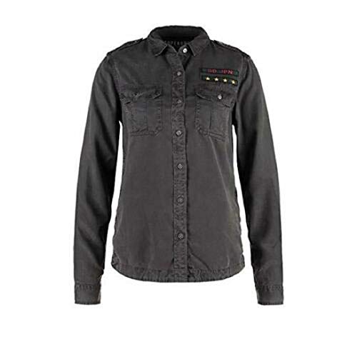Superdry Damen Military Hemd Verwaschenes Schwarz XXS von Superdry