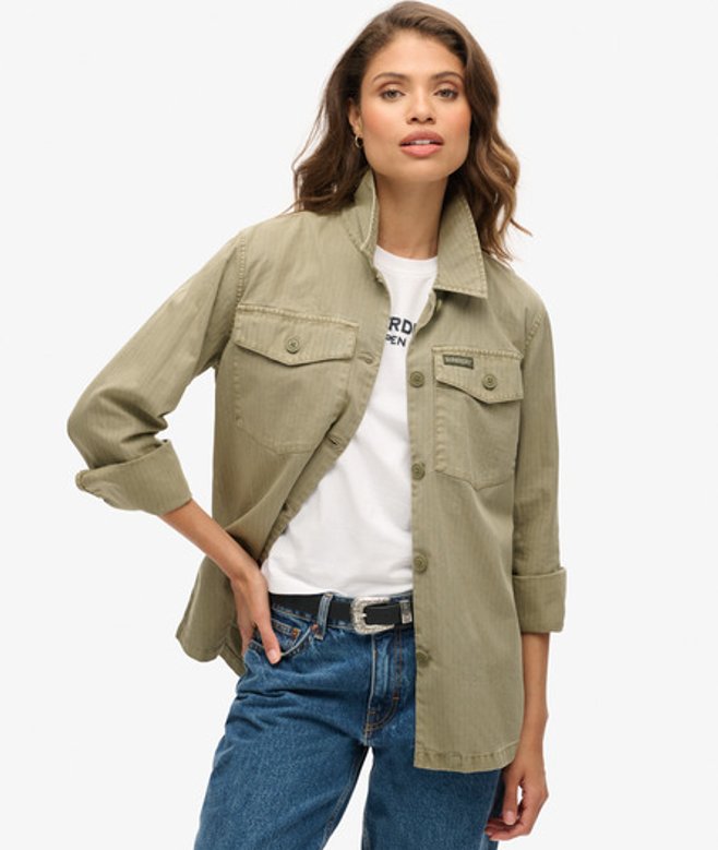 Superdry Damen Military Hemdjacke Grün - Größe: 38 von Superdry
