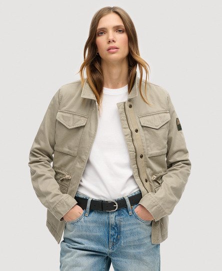 Superdry Damen Kaki, Weiß und Gelb Military M65 Jacke, Größe: 38 von Superdry