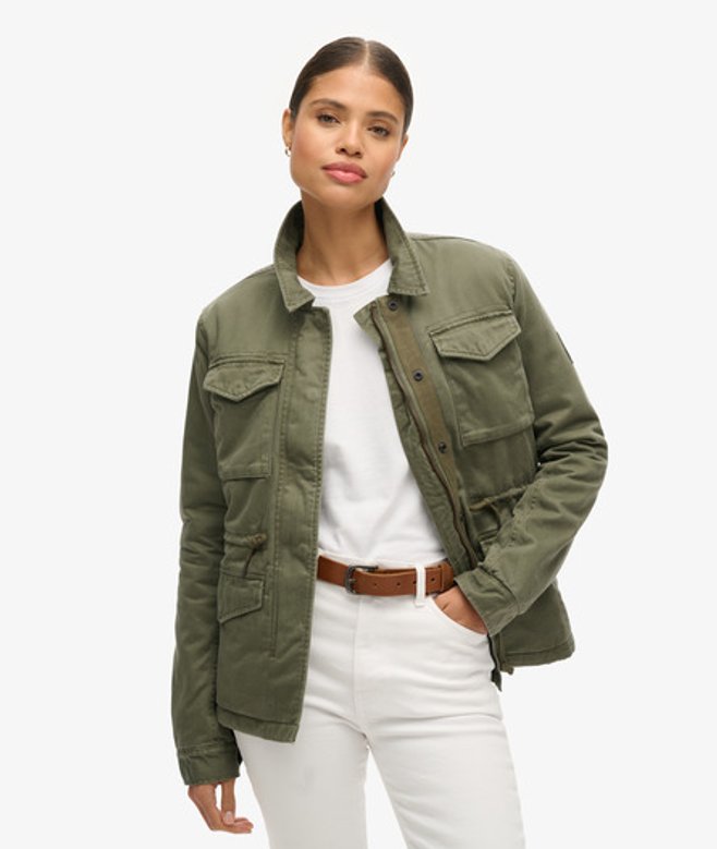 Superdry Damen Military M65 Jacke Mit Futter, Kaki, Größe: 38 von Superdry