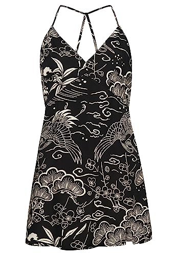 Superdry Damen Mini-Trägerkleid mit Print Horaizu Schwarz Bedruckt 38 von Superdry