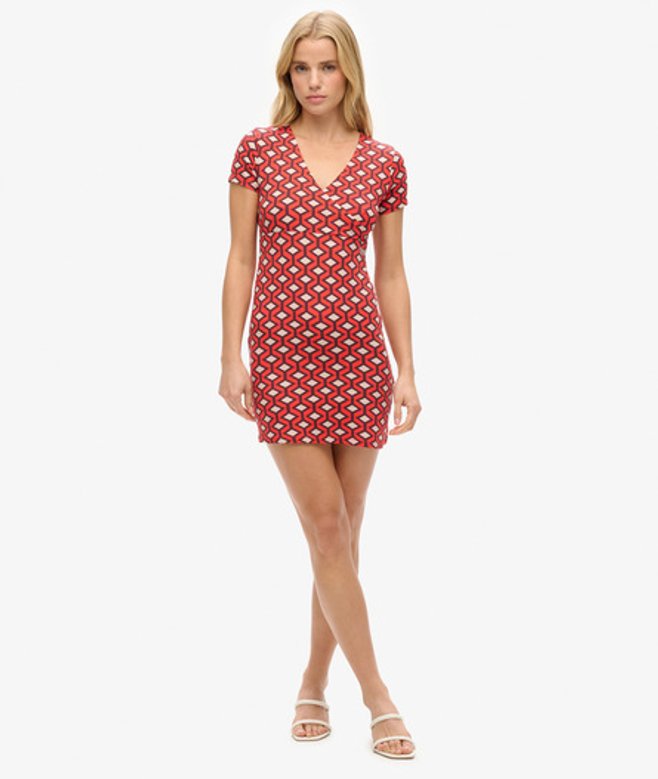 Superdry Damen Minikleid mit Print Orange - Größe: 40 von Superdry