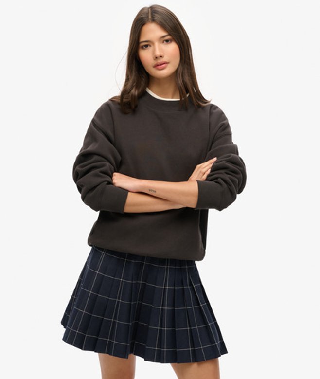 Superdry Damen Minirock im Vintage-stil mit Falten Marineblau - Größe: 14 von Superdry