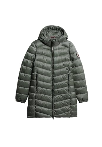 Superdry Damen Mittellanger Fuji Steppmantel mit Kapuze Sturmwetter Blau 40 von Superdry