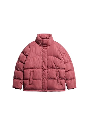 Superdry Damen Mittellange Steppjacke Roan Rouge Burgunderrot 42 von Superdry