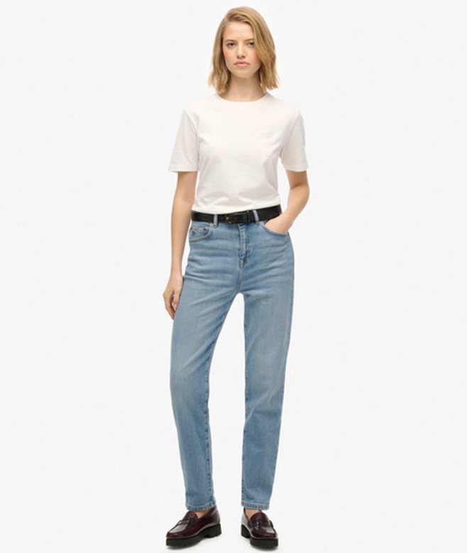Superdry Damen Mom Jeans aus Bio-baumwolle mit Hohem Bund Blue - Größe: 28/32 von Superdry