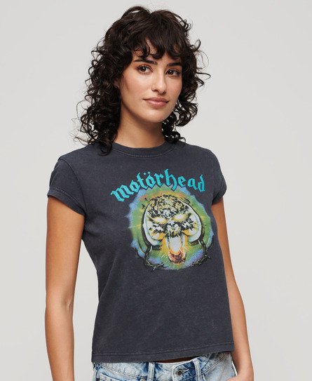 Superdry Women's Motörhead x Band-T-Shirt mit Flügelärmeln Schwarz - Größe: 38 von Superdry