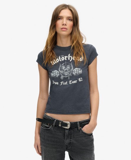 Superdry Women's Motörhead x Band-T-Shirt mit Flügelärmeln Schwarz - Größe: 40 von Superdry