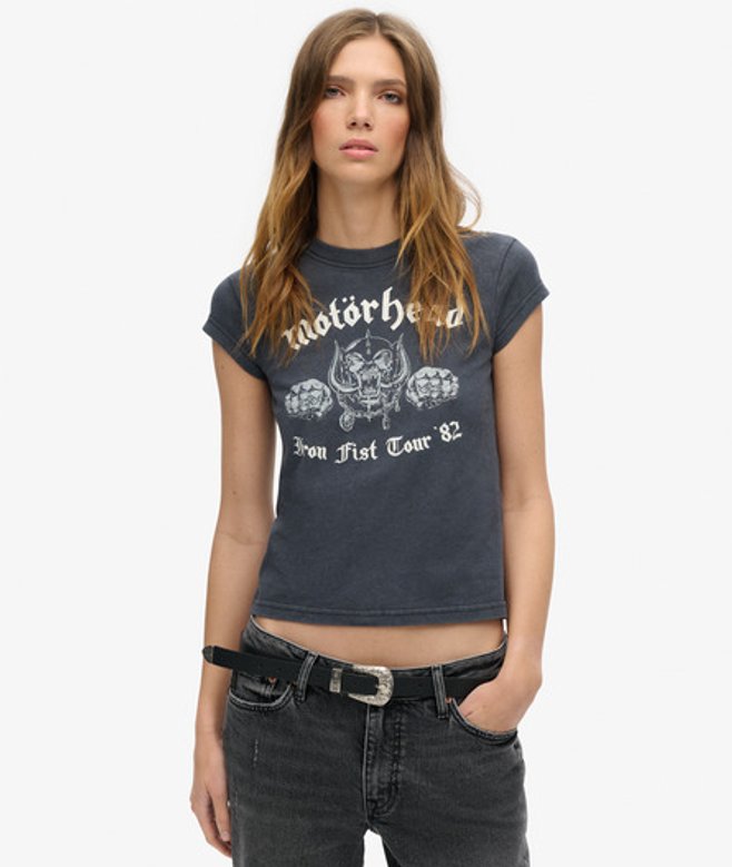 Superdry Damen Motörhead x Superdry Band-t-shirt mit Flügelärmeln Schwarz - Größe: 42 von Superdry