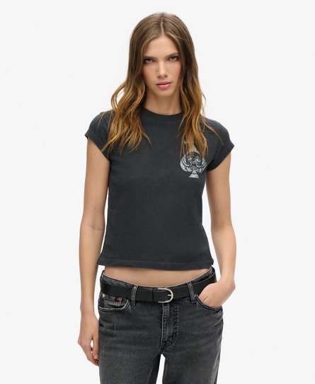 Superdry Damen Motörhead x Band-T-Shirt mit Flügelärmeln Schwarz - Größe: 36 von Superdry