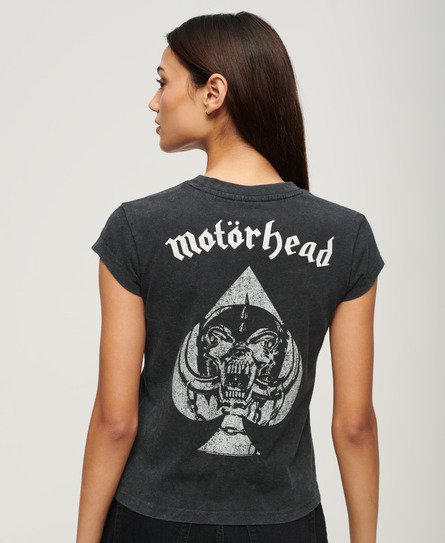 Superdry Damen Motörhead x Band-T-Shirt mit Flügelärmeln Schwarz - Größe: 38 von Superdry
