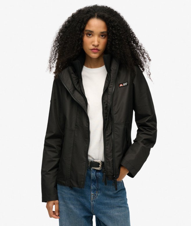 Superdry Damen Mountain Windbreaker Jacke mit Kapuze Schwarz - Größe: 38 von Superdry