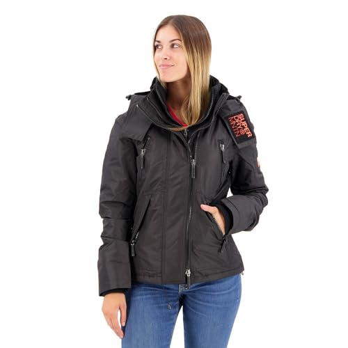 Superdry Damen Mountain Windcheater Jacke, Schwarz/Korallenfarben, 38 von Superdry