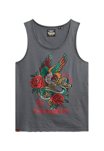 Superdry Damen Neo Trad Tattoo Tanktop mit Rundhalsausschnitt Verwaschenes Schwarz Strukturiert 42 von Superdry