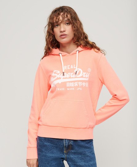 Superdry Damen Neon Hoodie mit Grafikprint Koralle - Größe: 40 von Superdry