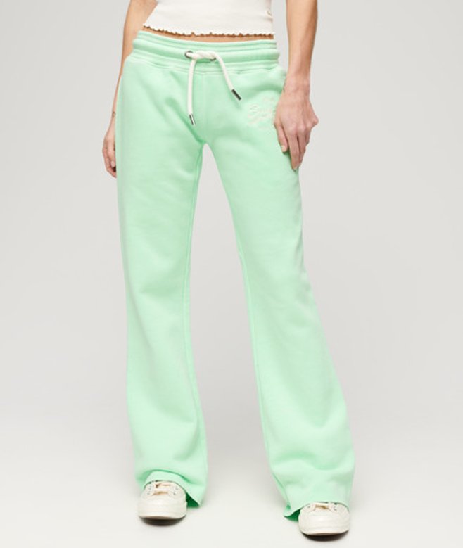 Superdry Damen Neon Vintage Logo Jogginghosen mit Niedriger Leibhöhe und Schlag Grün - Größe: 34 von Superdry