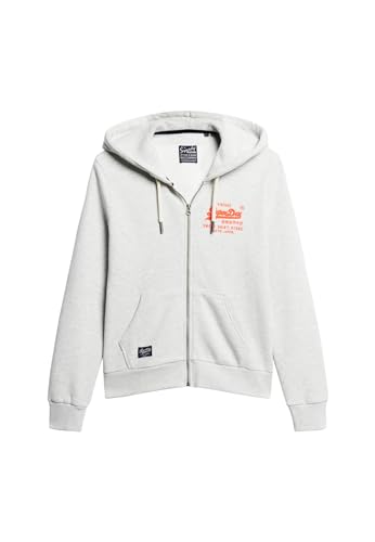 Superdry Damen Neonfarbene Kapuzenjacke mit Vintage-Logo Gletschergrau Meliert 38 von Superdry