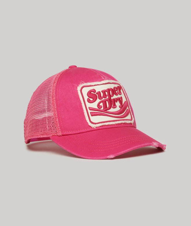 Superdry Damen Neonfarbene Trucker Cap mit Mesh-einsatz Pink - Größe: One Größe von Superdry
