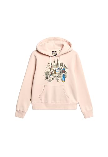 Superdry Damen New York Hoodie mit Grafikprint Pink Tonerde 36 von Superdry