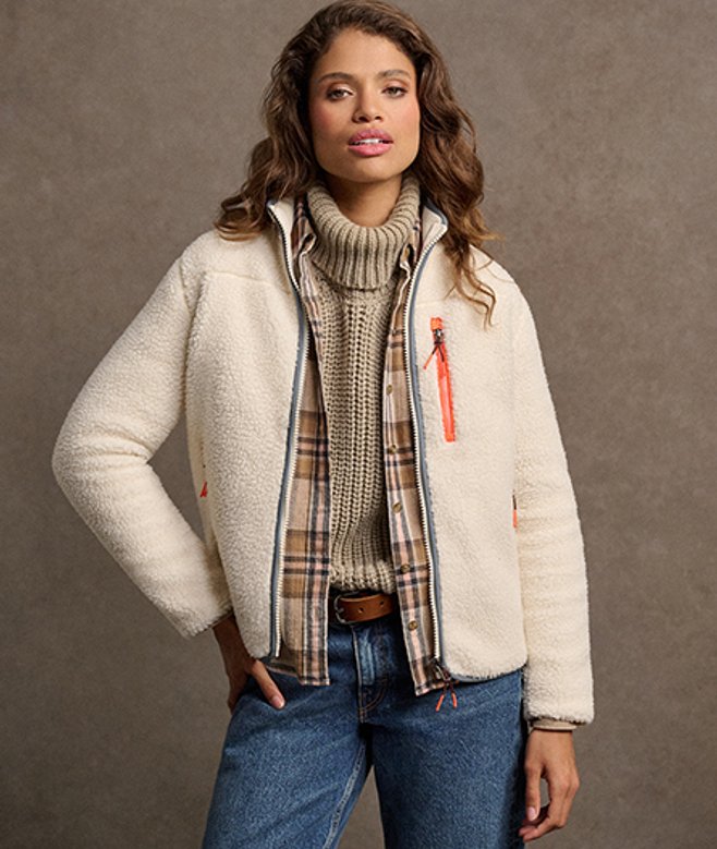 Superdry Damen Creme Outdoor Fleecejacke mit Durchgehendem Reißverschluss, Größe: 42 von Superdry